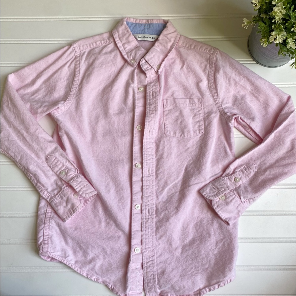 Janie and Jack Pink Long Sleeve Button down dress shirt